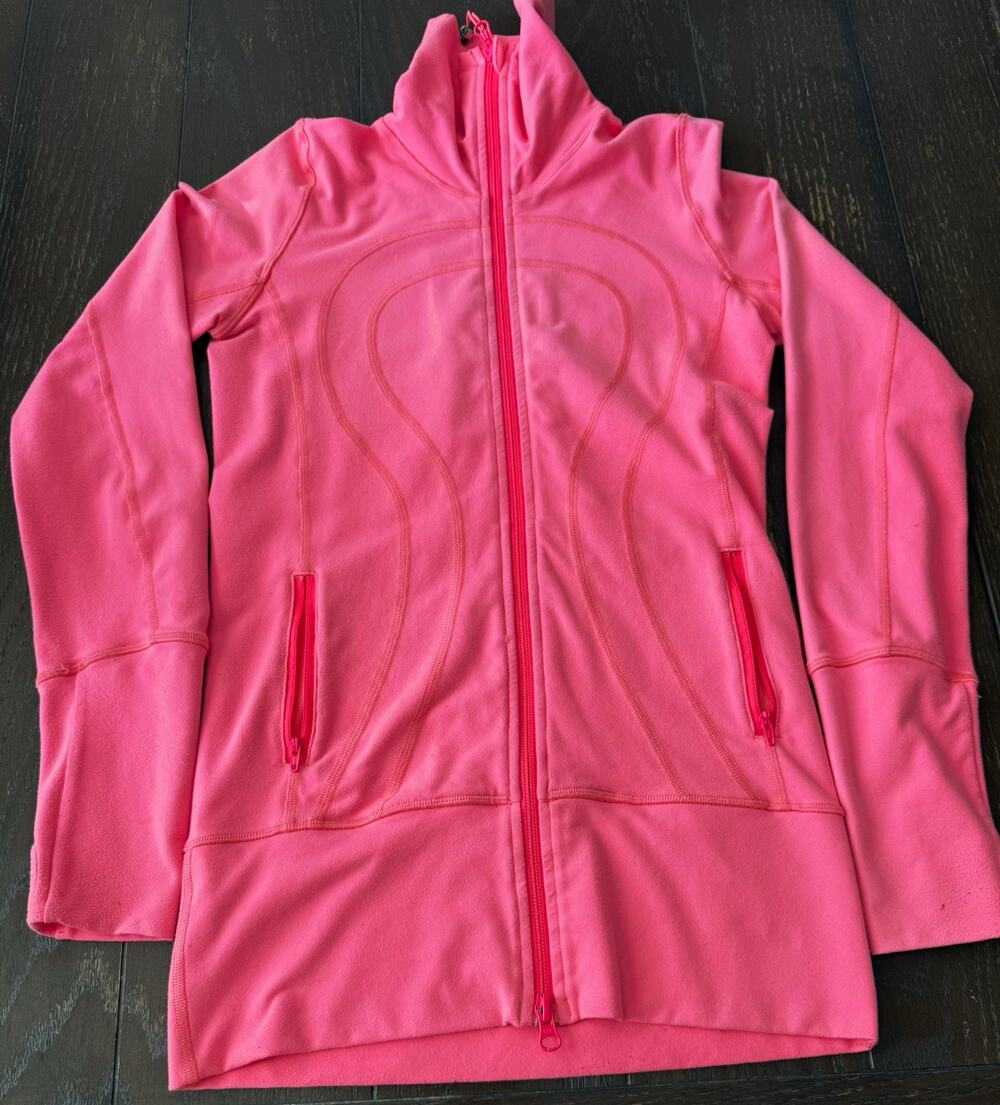 lululemon athletica Women's Pink Solid Full Zip Stretch Athletic Jacket Size 2